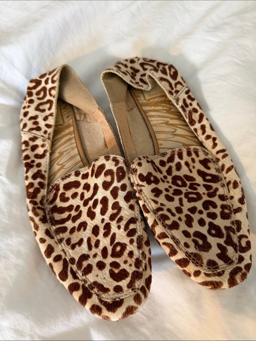 Dolce Vita Leopard Print Slip-On Loafers - Brown/Cream